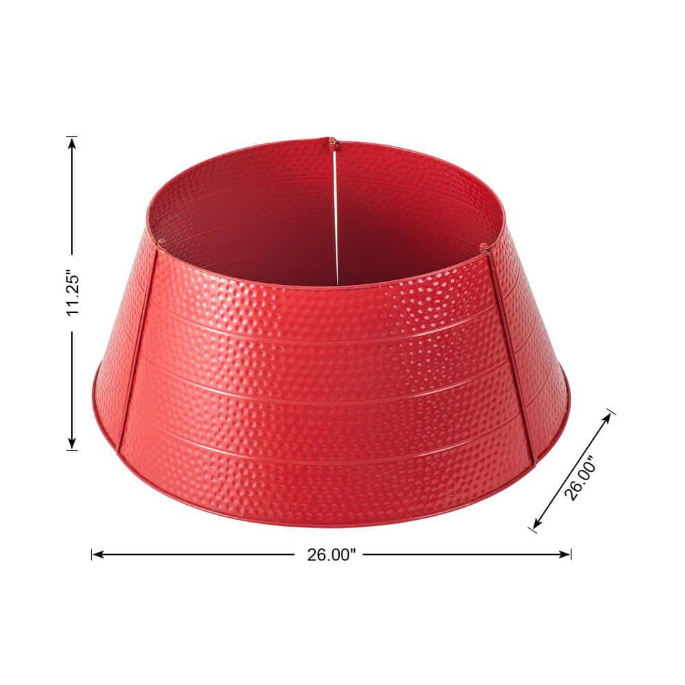 26 in. Dia Red Hammered Metal Tree Collar(KD) - Hercitys