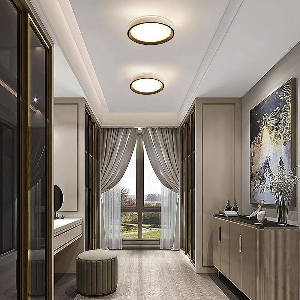 15.3 in. White Shade Adjustable CCT 3000K/4000K/5000K Dimmable Flush Mount Light Fixture - Hercitys