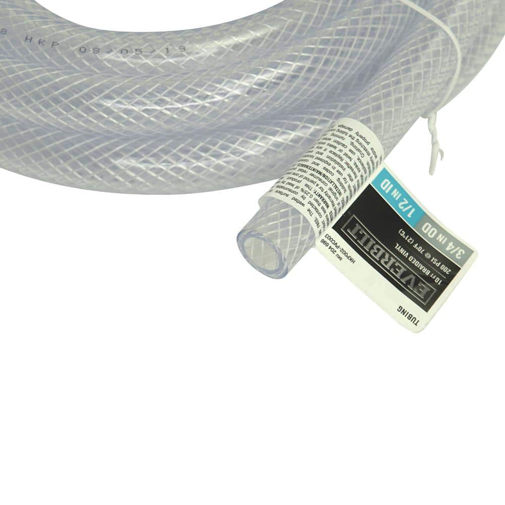 3/4 in O.D. x 1/2 in. I.D. x 10 ft. PVC Braided Vinyl Tube - Hercitys