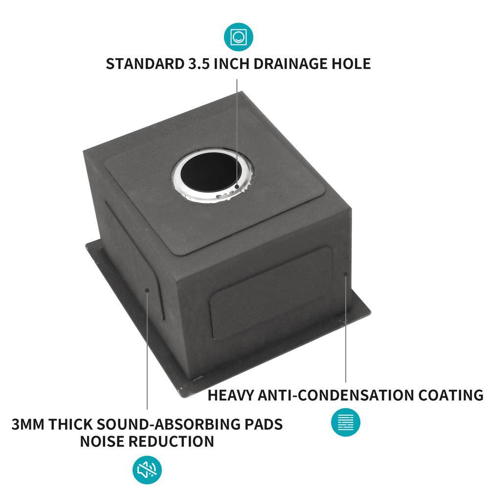 13 in. Undermount Single Bowl 18-Gauge Brushed Nickel Stainless Steel Kitchen Sink with Bottom Grids - Hercitys