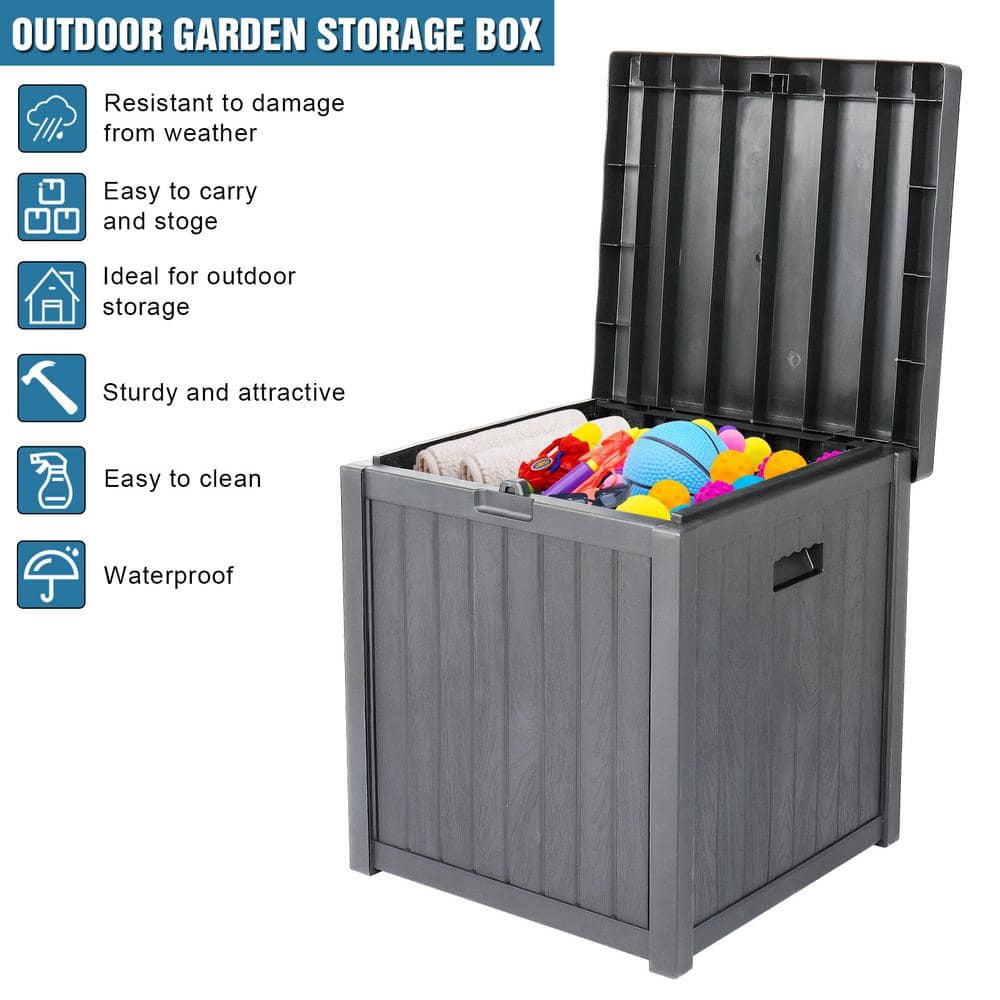 51 Gal. Grey Square Plastic Deck Box - Hercitys