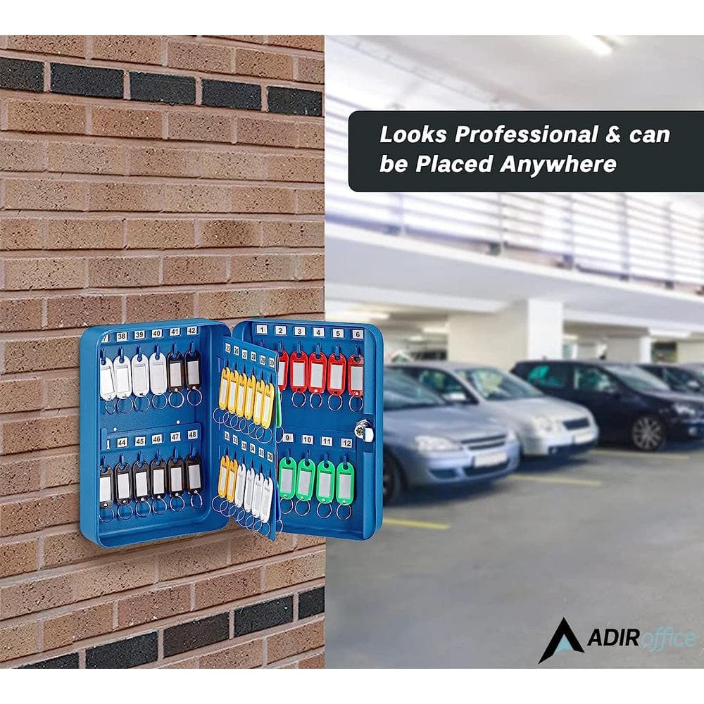 48 Key Steel Secure Cabinet with Key Lock, Blue (2-Pack) - Hercitys