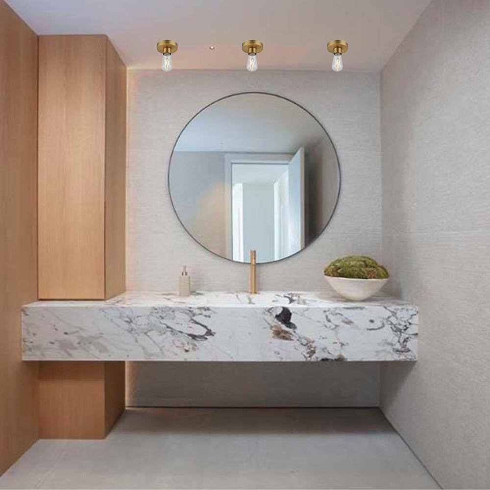 5 in. 1-Light Gold Flush Mount with No Bulbs Included - Hercitys