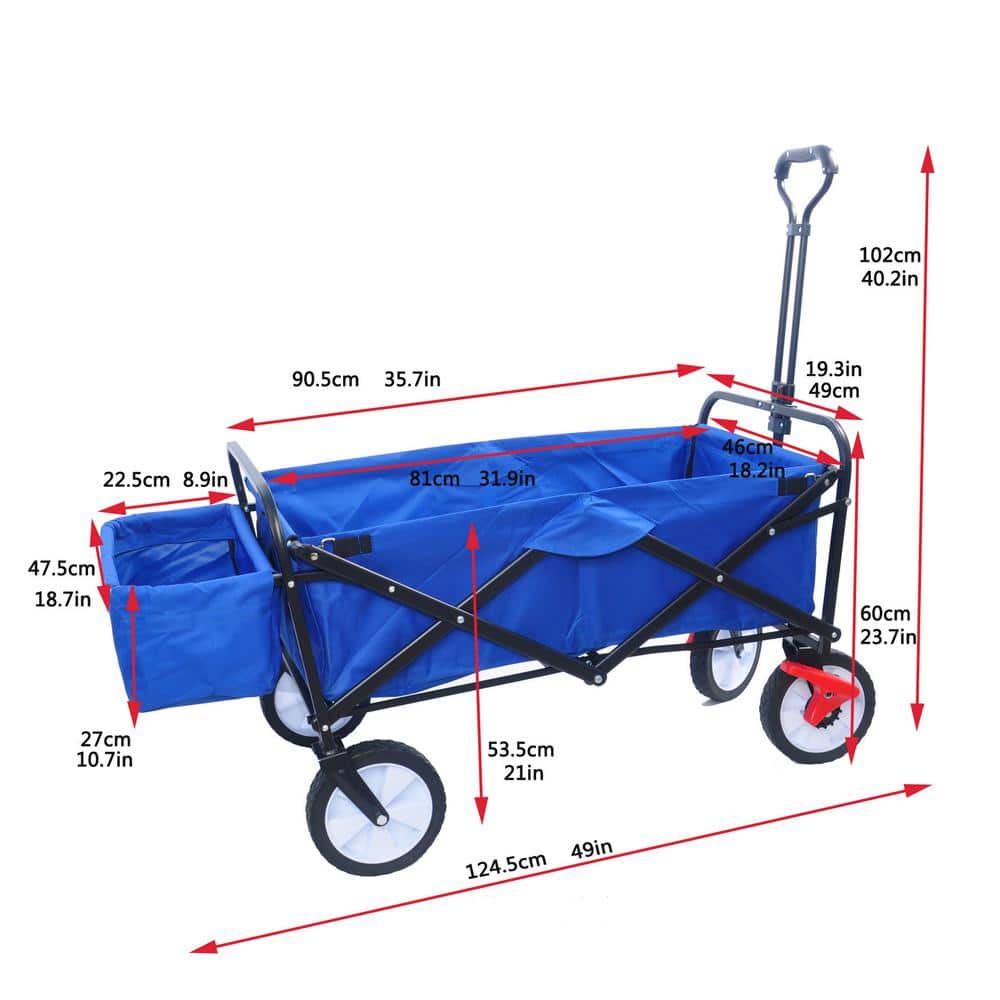 3.3 cu. ft. Steel Garden Cart with Drink Holder, Adjustable Handles, Blue - Hercitys