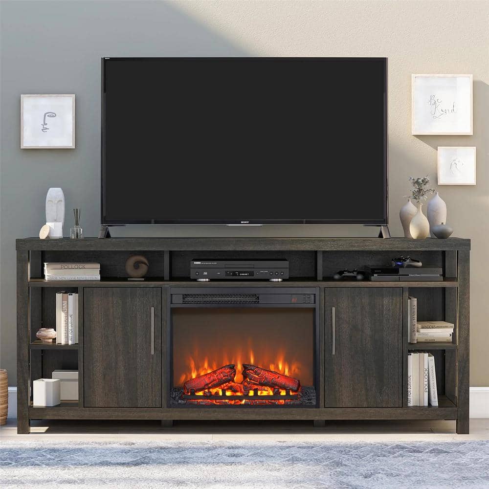 24 in. Wall Mount Electric Fireplace Insert in Black with Tempered Glass, Remote Control, Timer - Hercitys