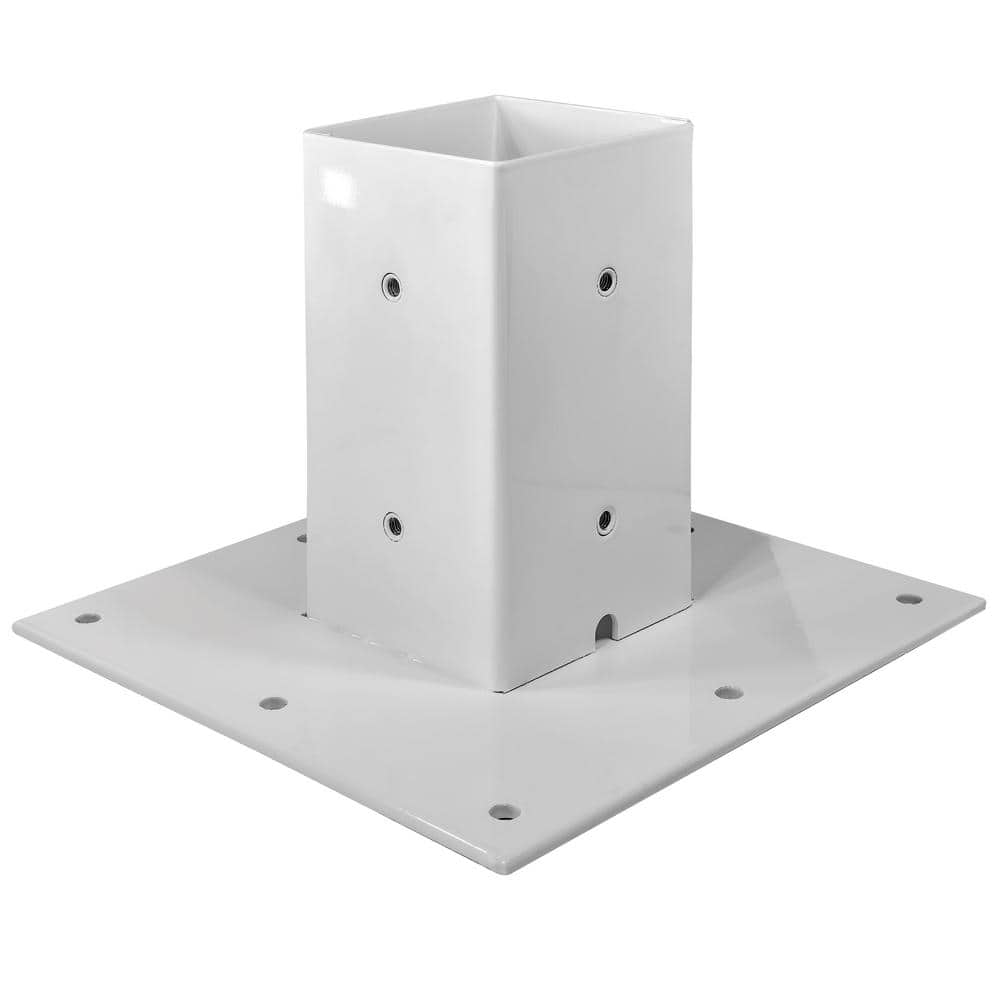 27 in. Surface Mount Mailbox Post and Baseplate Package, Alpine White - Hercitys