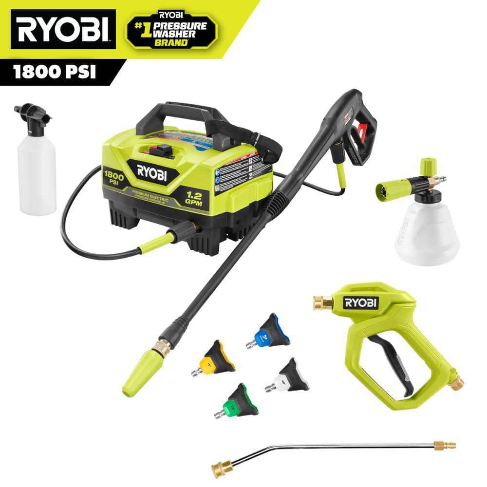 1800 PSI 1.2 GPM Cold Water Corded Electric Pressure Washer with Premium Foam Blaster and Automotive Accessory Kit - Hercitys