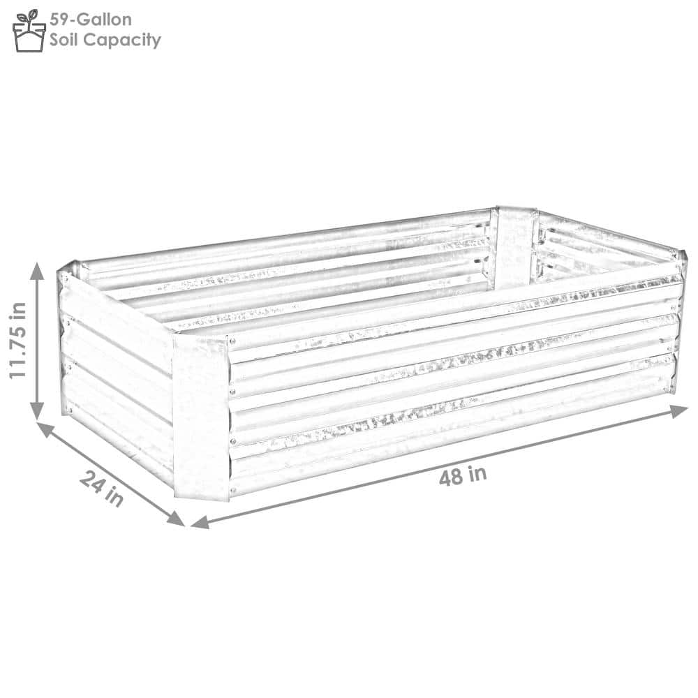 48 in. Brown Rectangular Galvanized Steel Raised Beds (2-Pack) - Hercitys