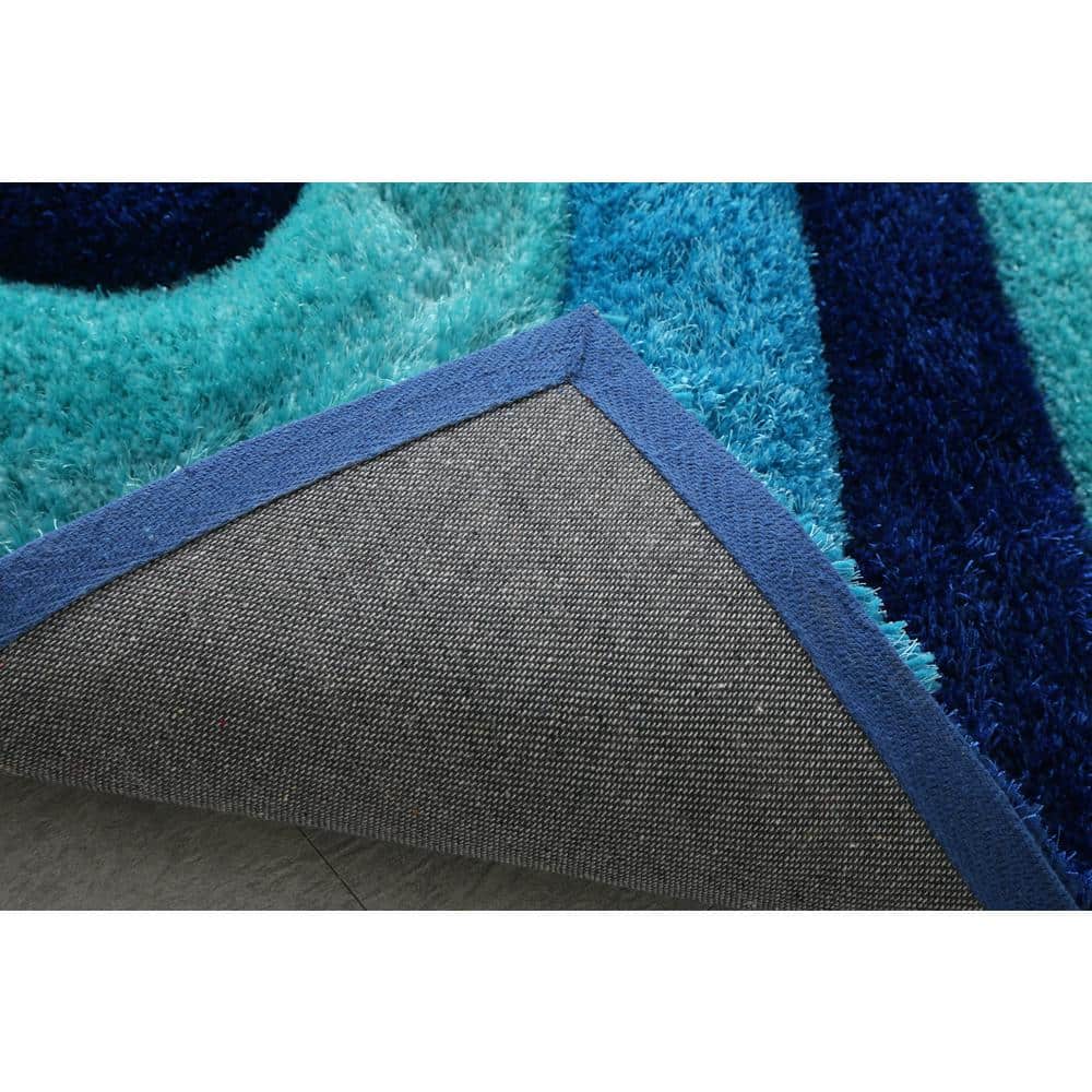 3D Shaggy Mixed Blue 5 ft. x 7 ft. Hand Tufted Area Rug - Hercitys