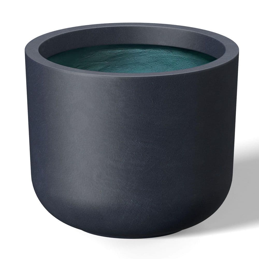 13.5 in. Medium Granite Gray(Premium Inner) Concrete Round Planter/Pot with Drainage Holes - Hercitys