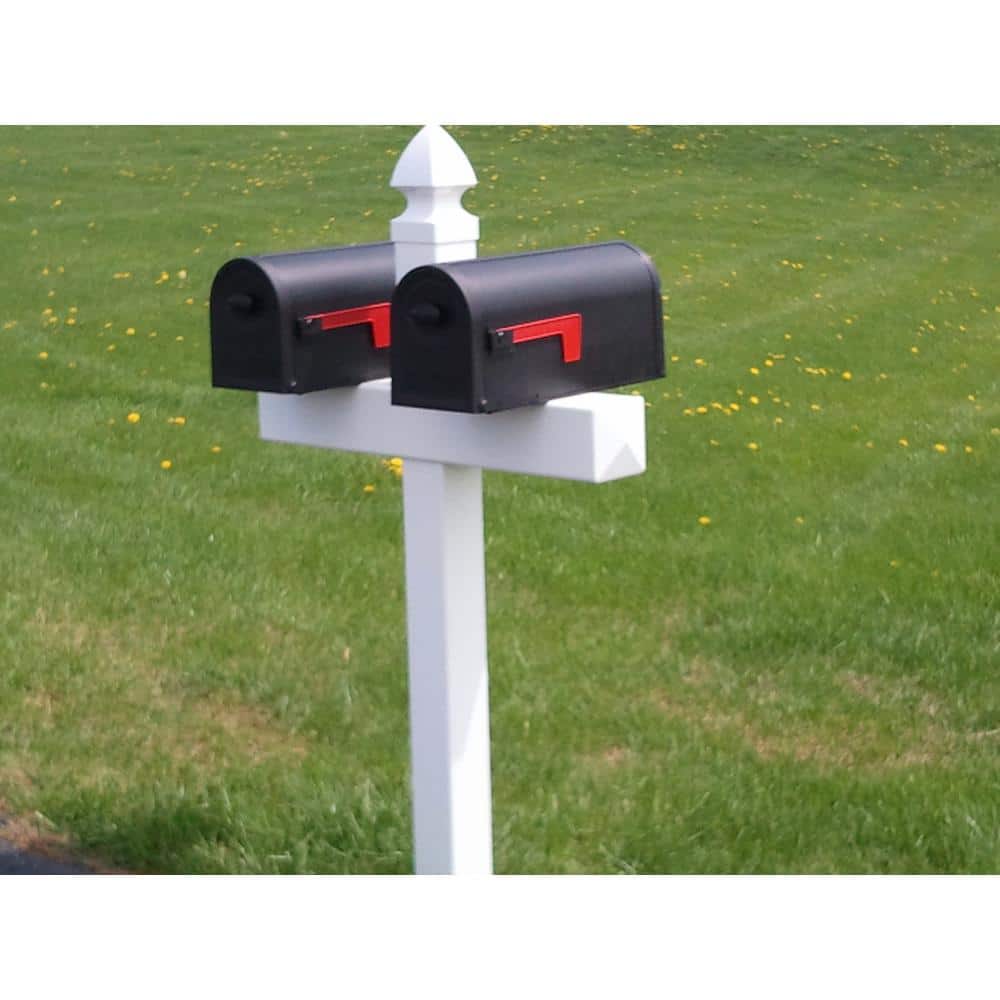 54 in. x 31 in. x 5 in. Vinyl Double Mailbox Post, White - Hercitys
