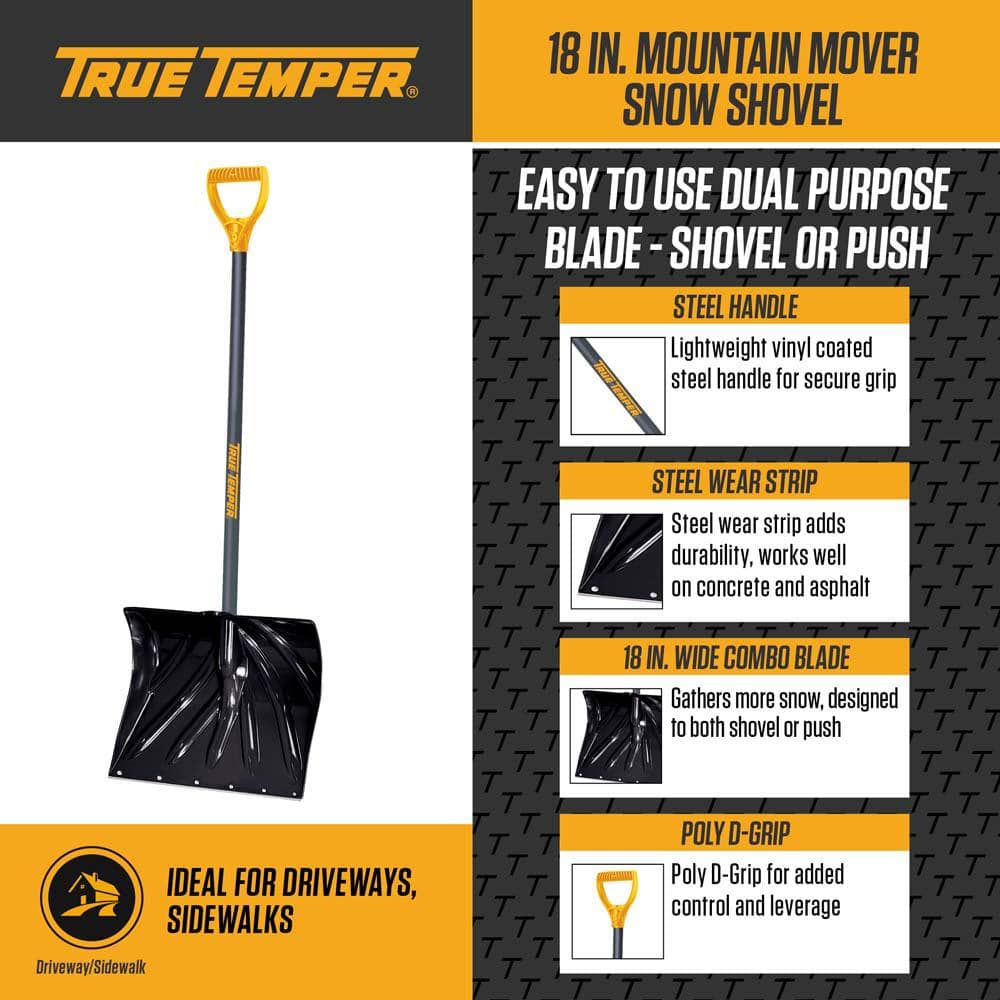 34.5 in. Steel Handle Plastic Blade Mountain Mover Snow Shovel - Hercitys