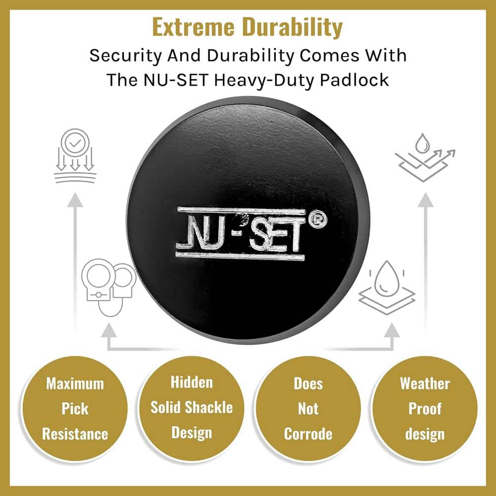 2-7/8 in. Solid Steel Hidden Shackle Padlock, Black Finishing - Hercitys