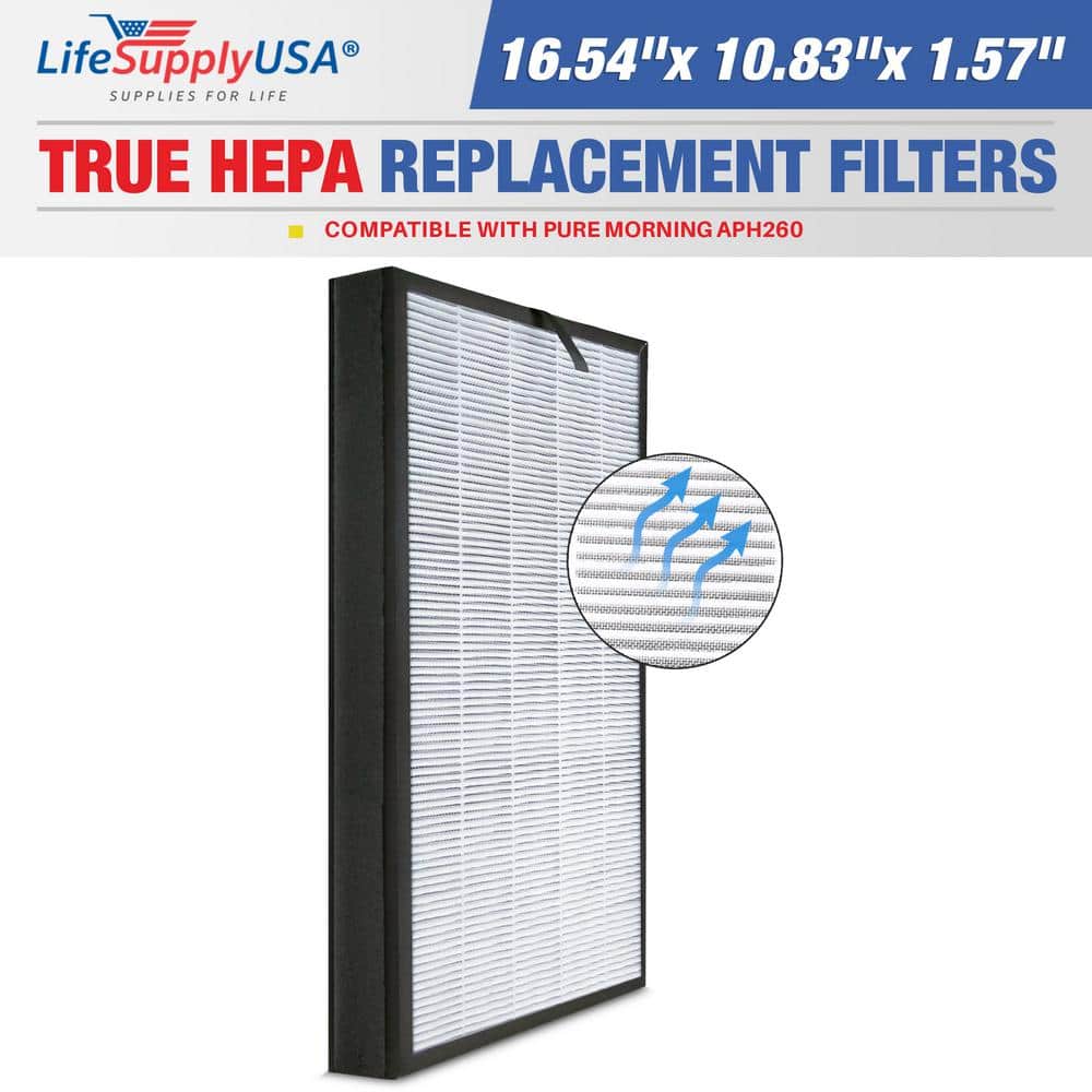 3-in-1 True HEPA Replacement Filter plus Pre-Filter plus Carbon Filter Compatible with Pure Morning APH260 Air Purifier - Hercitys
