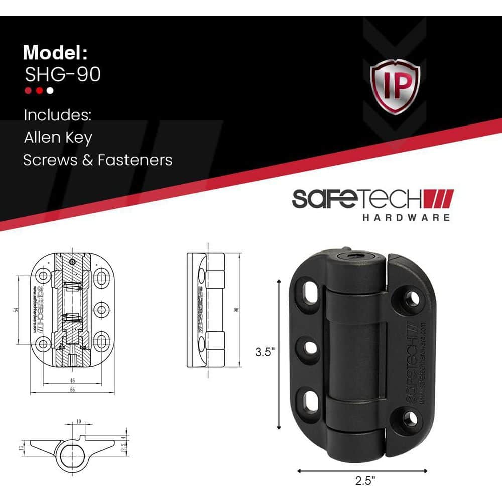 3.5 in. Black TopKlik Self-Closing Gate Hinges (2-Pack) - Hercitys