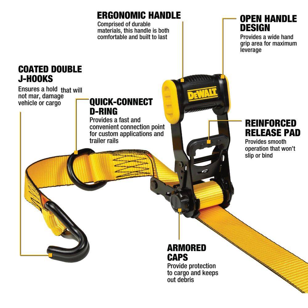 1.5 in. x 16 ft. Ratchet Tie Down Straps 3300 lbs. Break Strength (4-Pack) - Hercitys