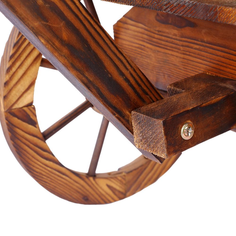 2 cu. ft. Wood/Plastic Garden Cart Wagon Flower Planter Pot Stand W/Wheels - Hercitys