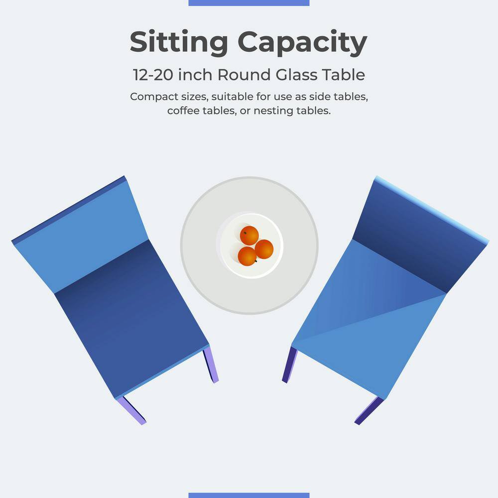 16 in. Clear Round Glass Table Top, 3/8 in. Thickness Tempered Flat Edge Polished - Hercitys