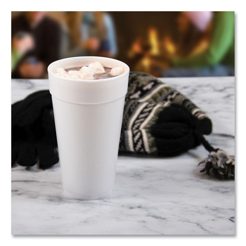 20 oz. White Foam Drink Cups (500 Per Case) - Hercitys
