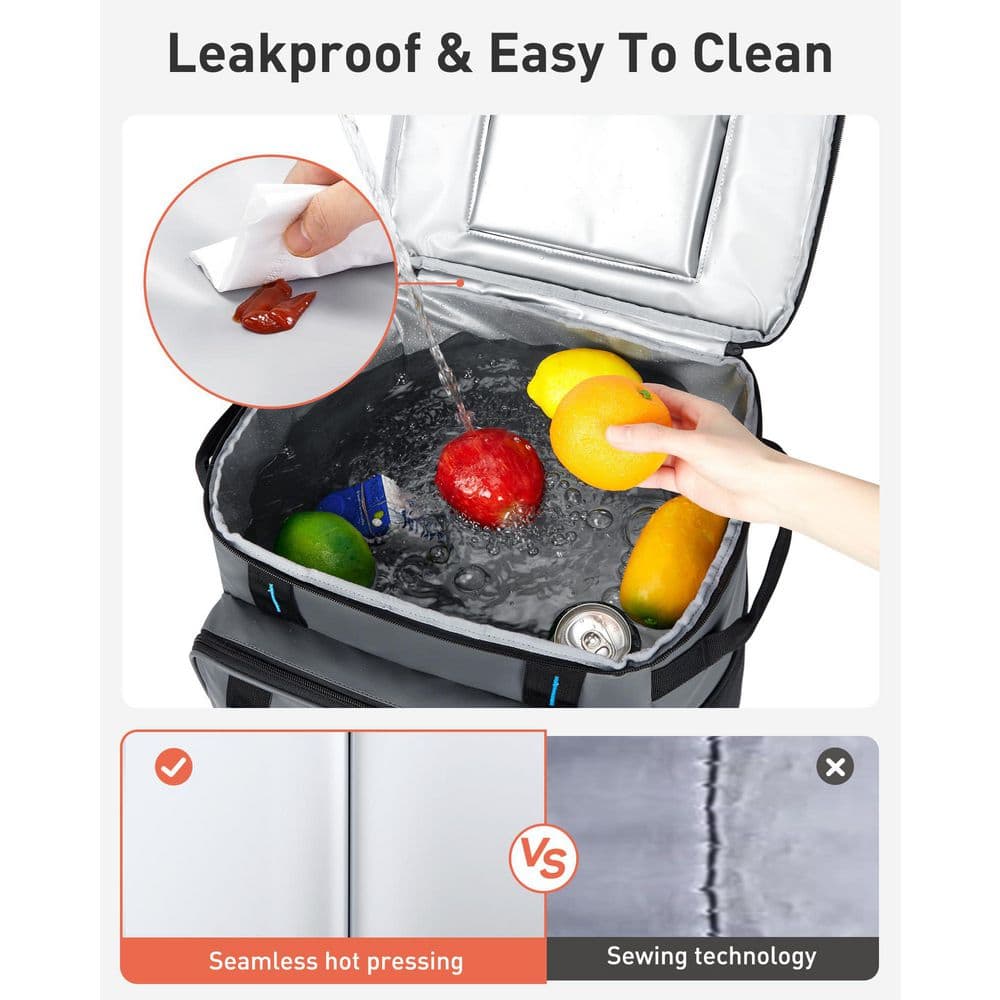31 qt. Soft-Side Cooler with Wheels 16-Hrs Ice Retention Rolling Cooler with PU-Coated Waterproof Soft Cooler Bag - Hercitys