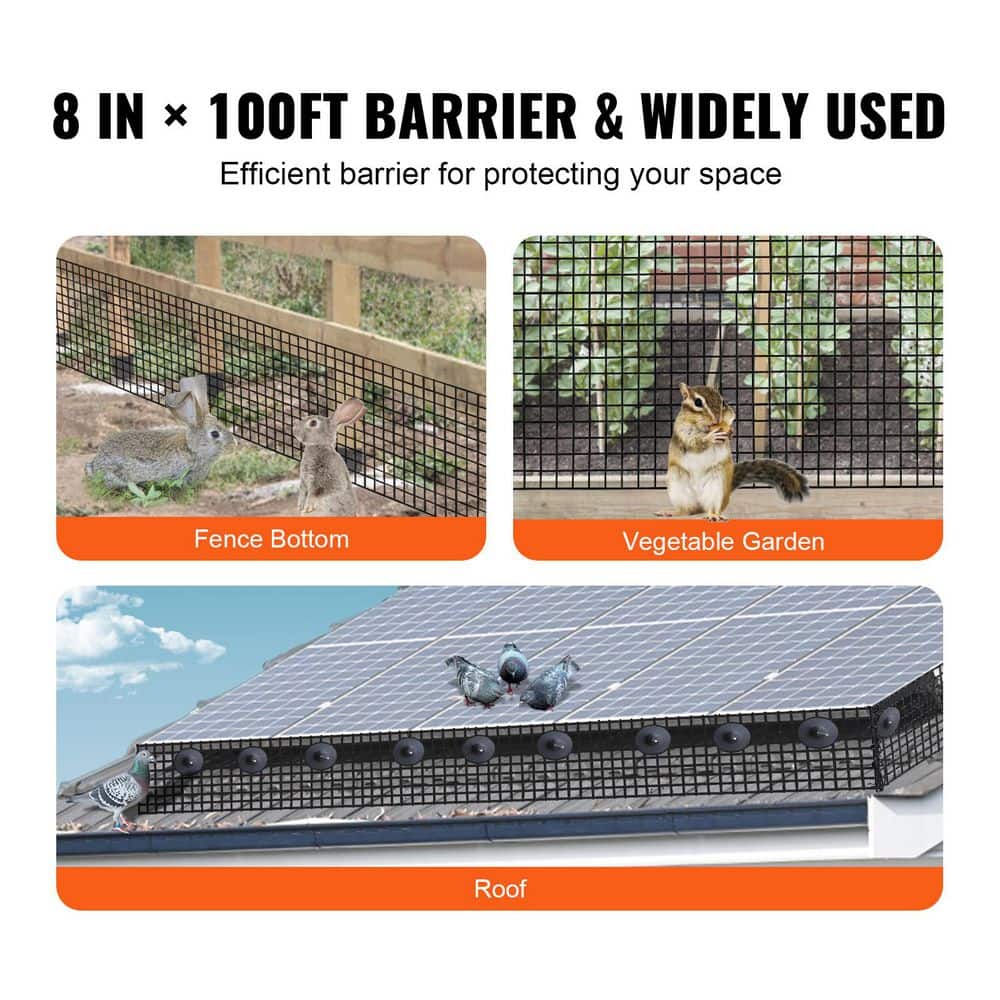0.04 in. Solar Panel Bird Guard Critter Guard Roll Kit with 100-Pieces Stainless Steel Galvanized Steel Garden Fence - Hercitys