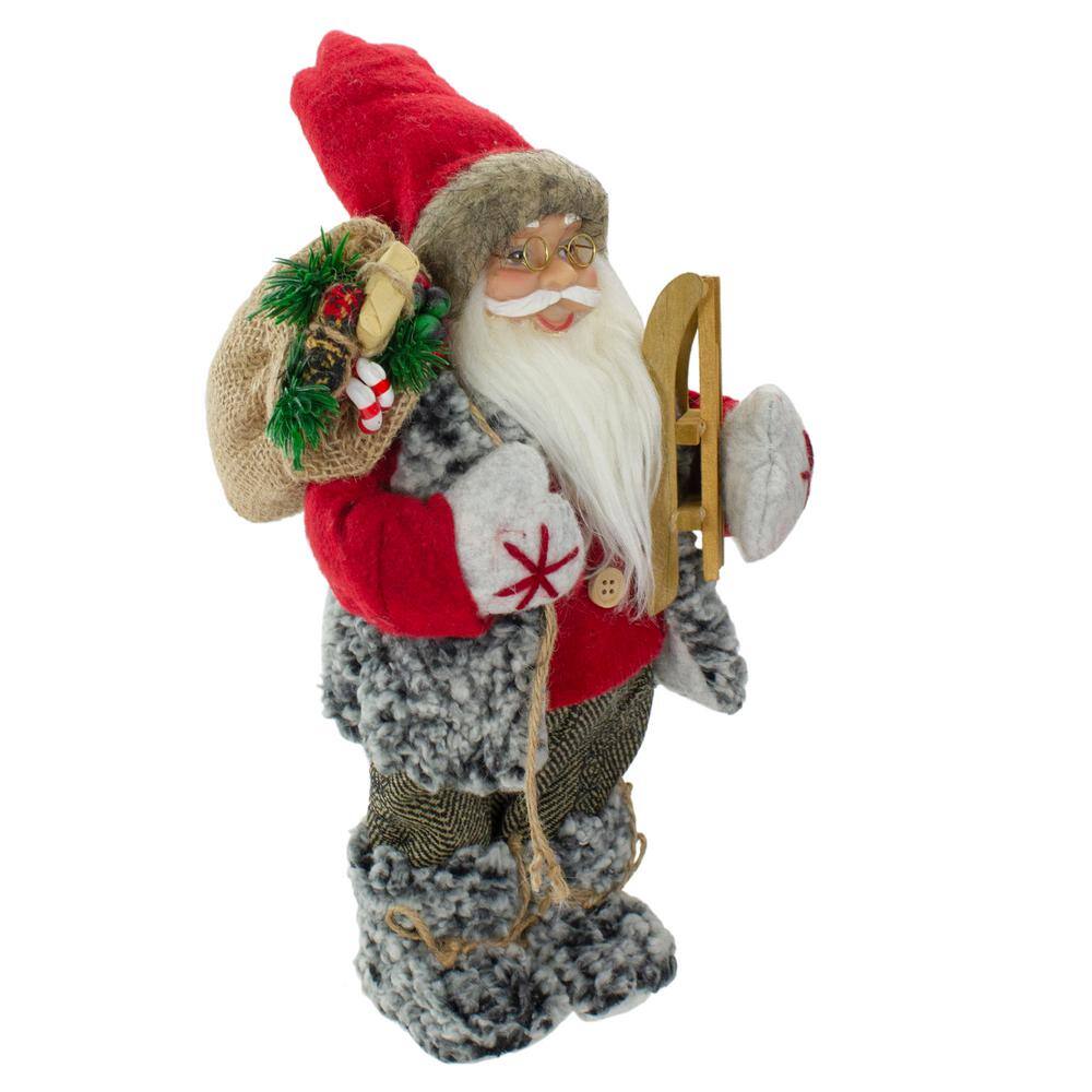 12 in. Standing Santa Christmas Figure Carrying Presents and a Sled - Hercitys