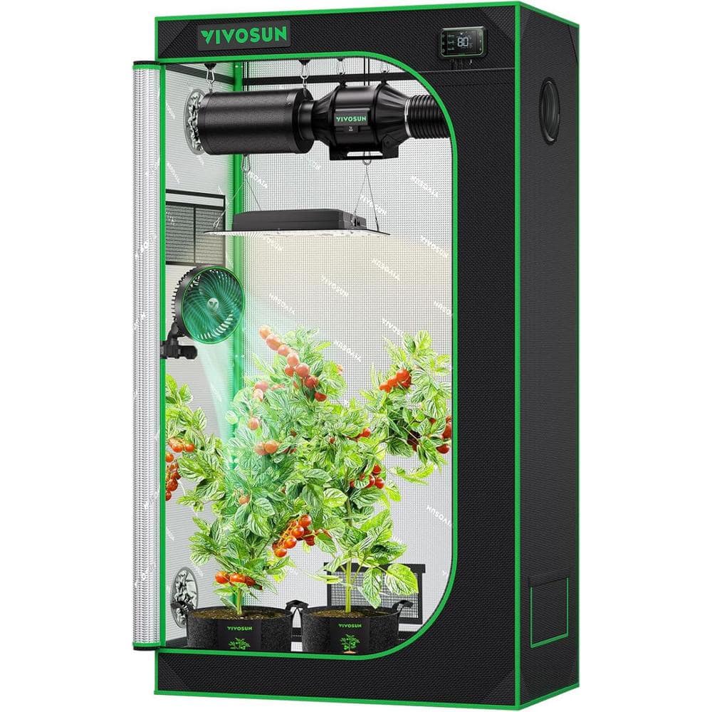 3 ft. x 1.5 ft. High Reflective Mylar Grow Tent with Observation Window and Floor Tray - Hercitys