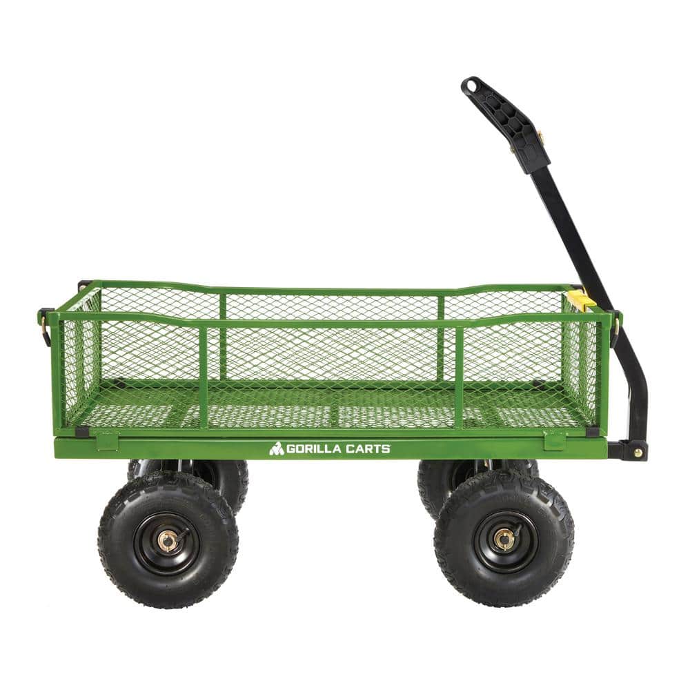 4 cu. ft., 900 lbs. Heavy-Duty Steel Utility Garden Cart, 4 cu. ft., 10 in. Pneumatic Tires, 2-in-1 Pull or Tow Handle - Hercitys