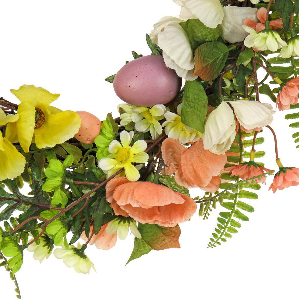 22 in. Ferns and Flowers Easter Wreath - Hercitys