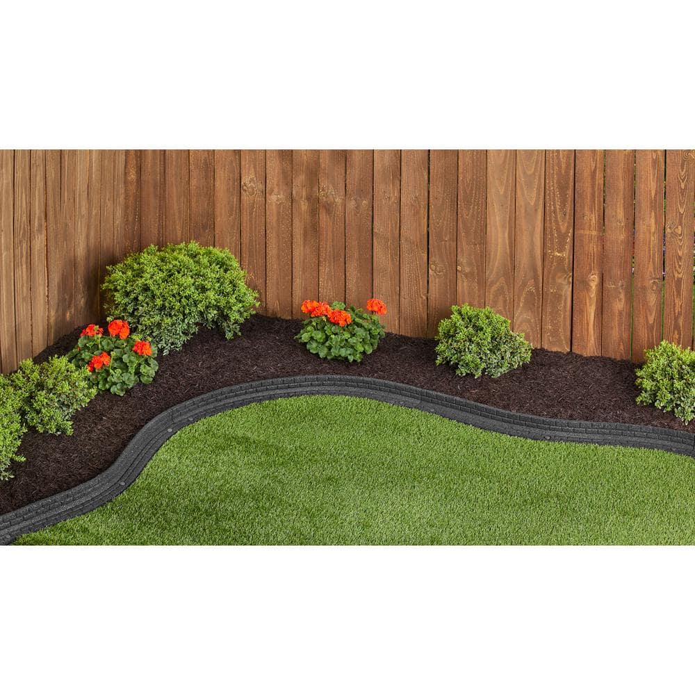 48 in. x 3 in. x 3 in. Gray Brickface Rubber Landscape Edging (6-Pack) - Hercitys