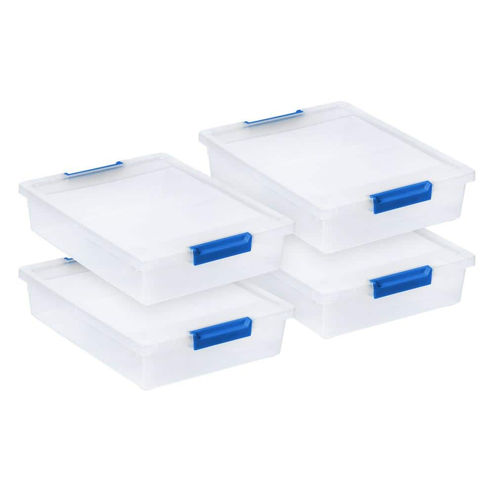 5.5 Qt./5.2 Gal. Storage Clip Box, Clear (4-Pack) - Hercitys