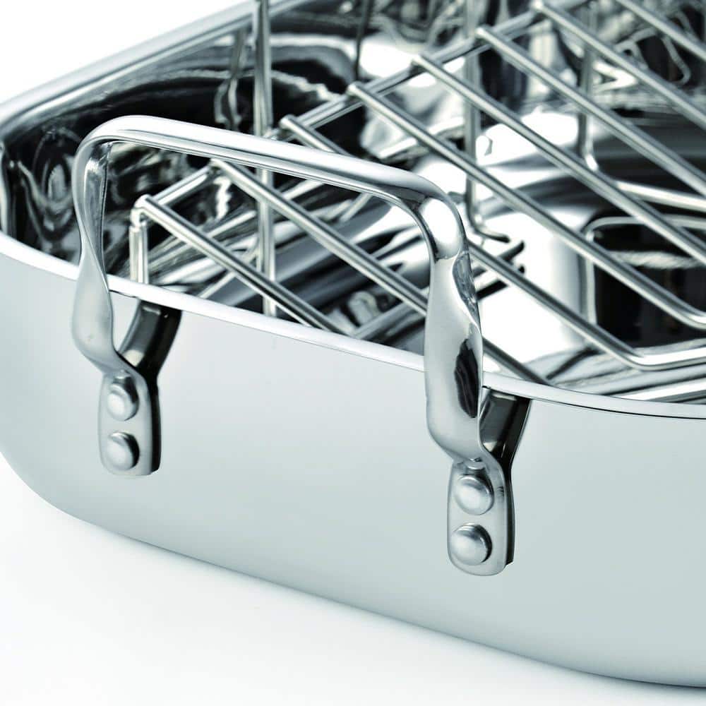 12 Qt. Stainless Steel Roaster Roasting Pan with Rack - Hercitys