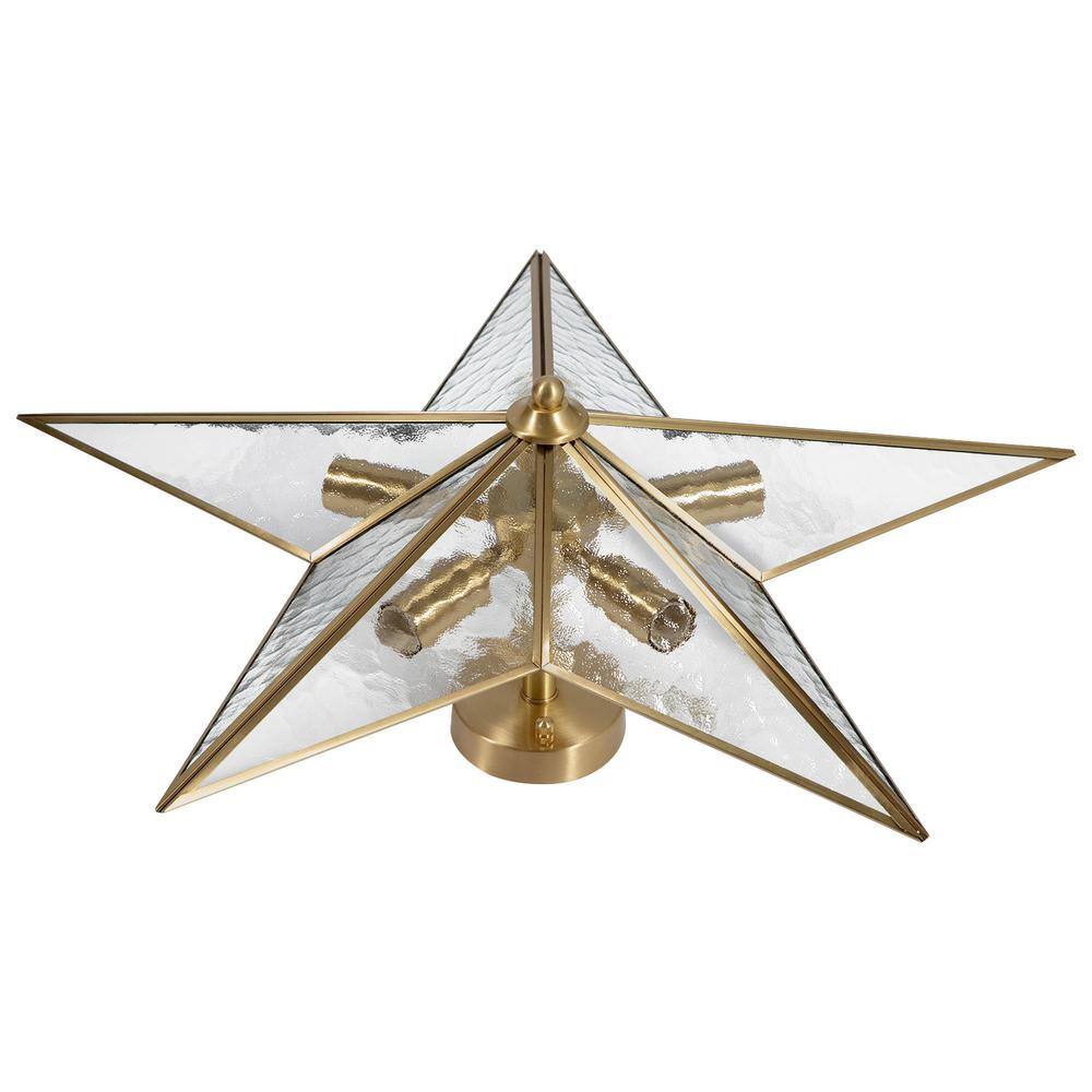 19.68 in. 5-Light Gold Semi-Flush Mount Ceiling Light Modern Star Shape with Glass Shade - Hercitys