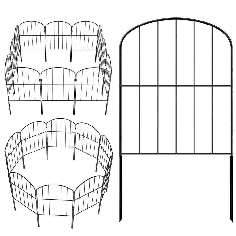 24 in. Patio Rustproof Metal Wire Panel Border Animal Barrier Decorative Garden Fence for Flower Edging (10 Pack) - Hercitys