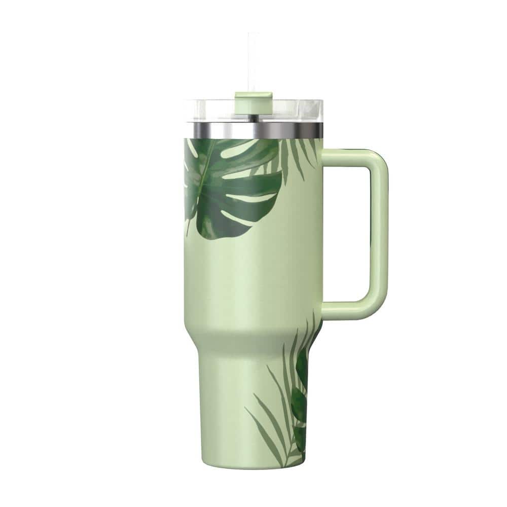 40 oz. Double-Walled Insulated Tropical Green Stainless Steel Tumbler - Hercitys