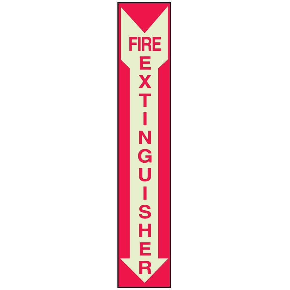 14 in. x 5 in. Glow-in-the-Dark Self-Stick Polyester Fire Extinguisher Sign - Hercitys