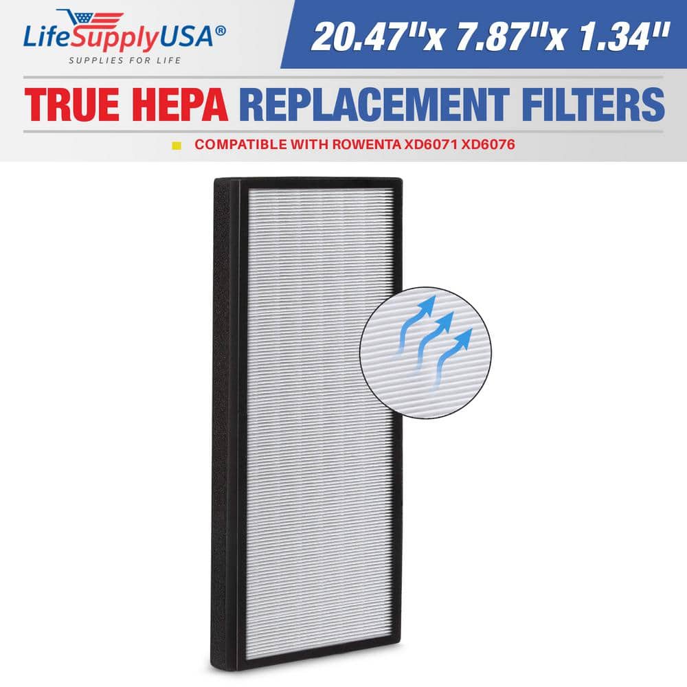 2-in-1 True HEPA Air Cleaner Replacement Filter Plus Activated Carbon Charcoal Compatible with Rowenta XD6071 XD6076 - Hercitys