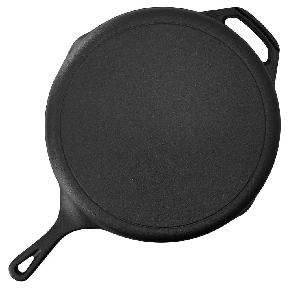 13-Piece Cast Iron Skillet Set with Tempered Glass Lids and Silicone Holders - Hercitys