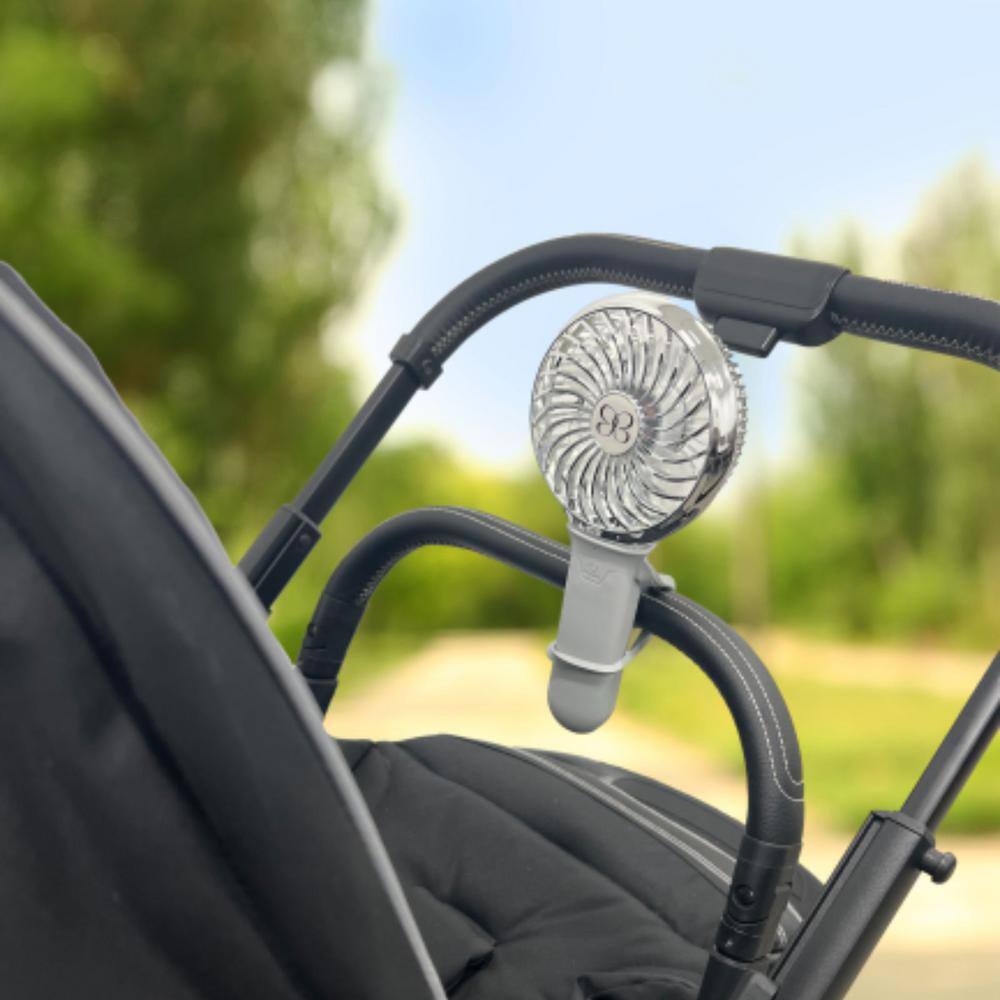 3 Speed Rechargeable Buggy Turbo Fan – Gray/Chrome - Hercitys