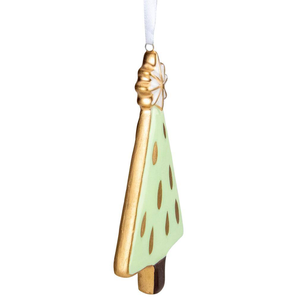 4.5 in. Green and Gold Christmas Tree Hanging Ornament - Hercitys