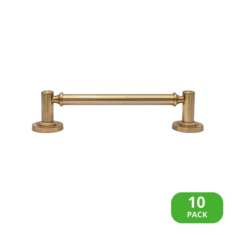 10-Pack Minted 5 in. (127 mm) Center-to-Center Traditional Satin Brass Bar Drawer Pull - Hercitys