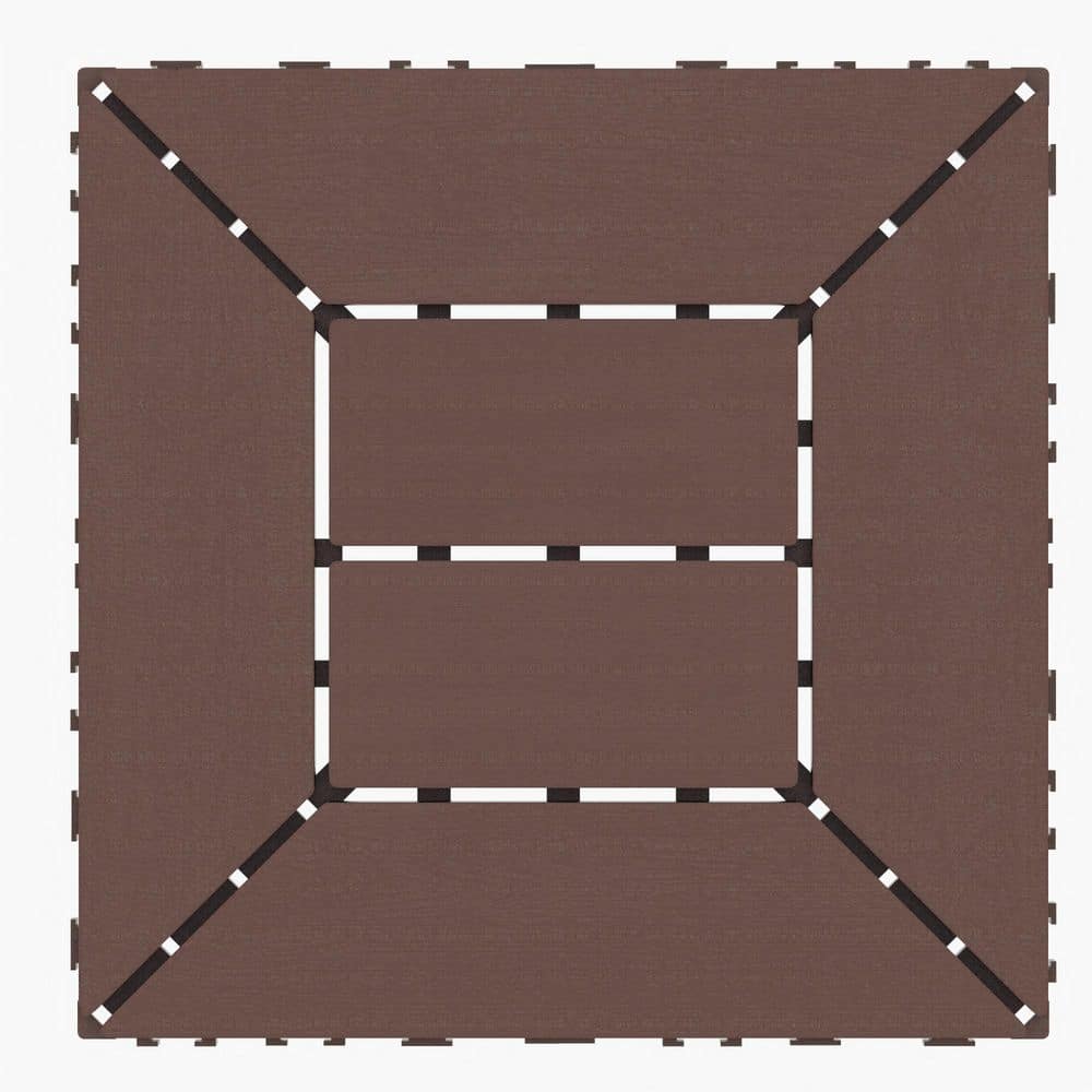 12 in x 12 in Plastic Floor Paver Patio Interlocking Deck Tiles 0.8 in. H for Balcony Backyard 44-Pieces in Red Brown - Hercitys