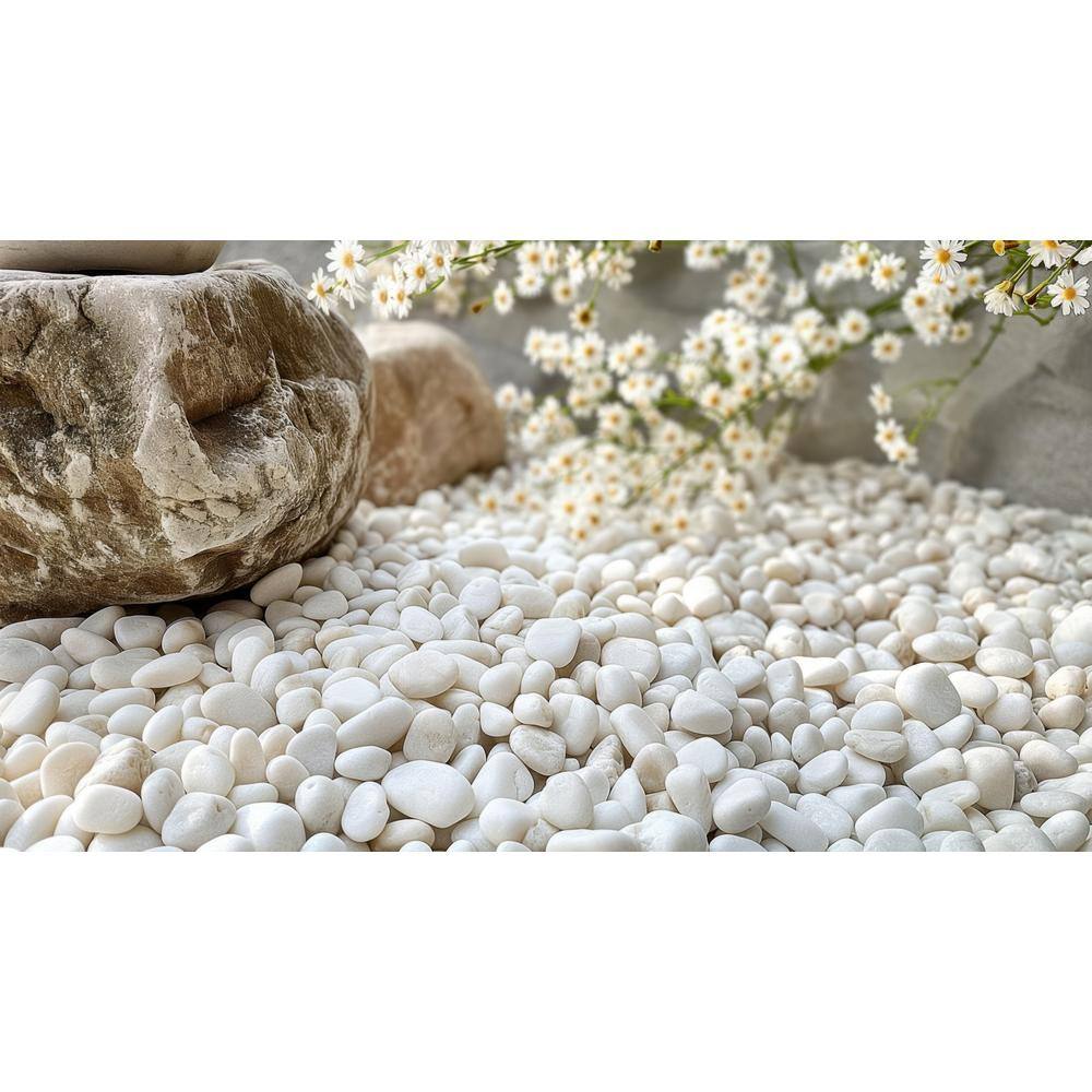 0.40 cu. ft. 0.5 in. to 1.5 in. 30 lbs. Grade A White Polished River Pebbles - Hercitys
