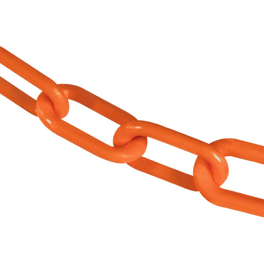 3 in. (#10, 76 mm) x 100 ft. Plastic Safety Chain in Safety Orange - Hercitys
