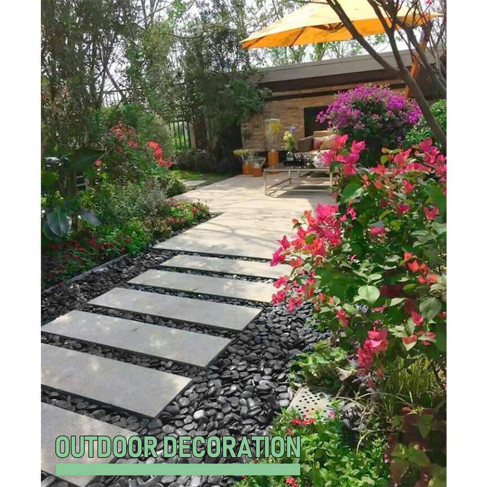 0.12 cu. ft. Black Medium Polished Pebbles 8 lbs. 1-2 in. Landscape Rocks - Hercitys