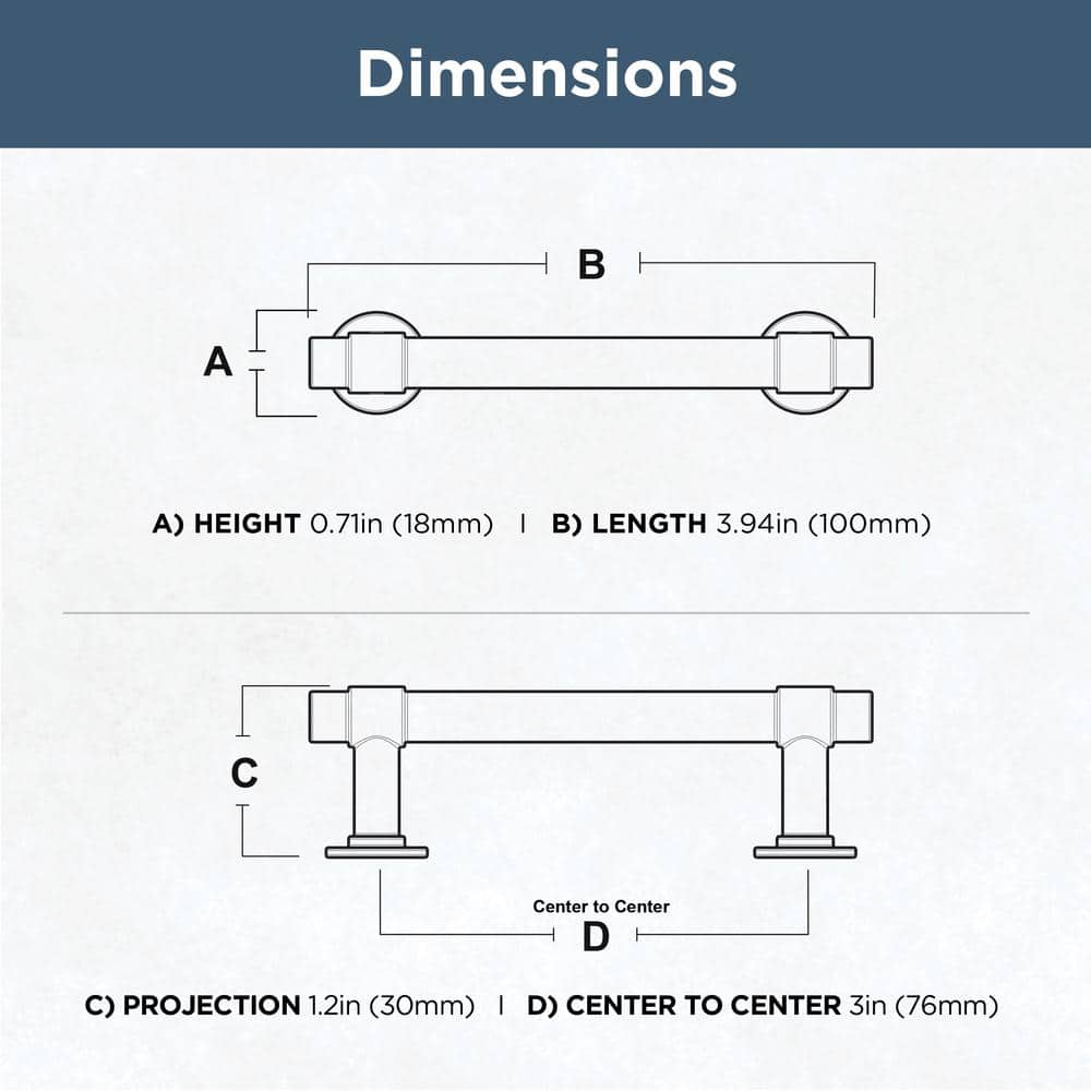 5-Pack 3 in. (76mm) Classic Cabinet Bar Pulls in Satin Nickel with Antimicrobial Properties - Hercitys