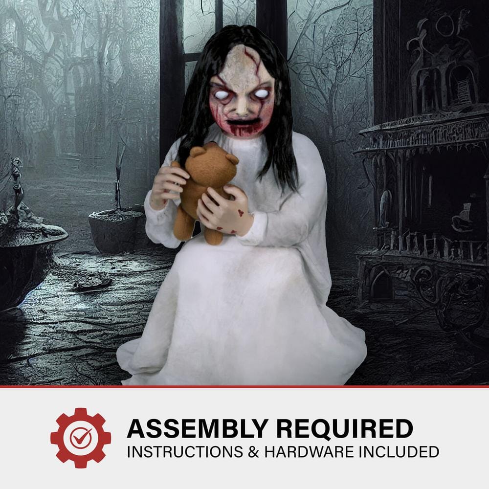 42 in. Motion-Activated Lunging Lily the Demonic Zombie Girl by Tekky, Premium Talking Halloween Animatronic - Hercitys