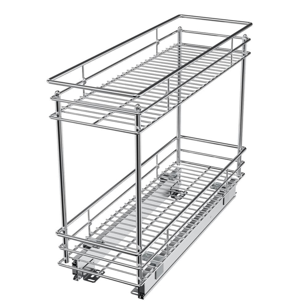 17.5 in. H x 5 in. W x 21 in. D Silver Metal Pull-Out Organizer - Hercitys