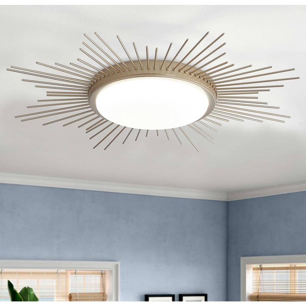 27.55 in. 1-Light Circle Creative Design Integrated LED Flush Mount Ceiling Lighting Fixtures - Hercitys