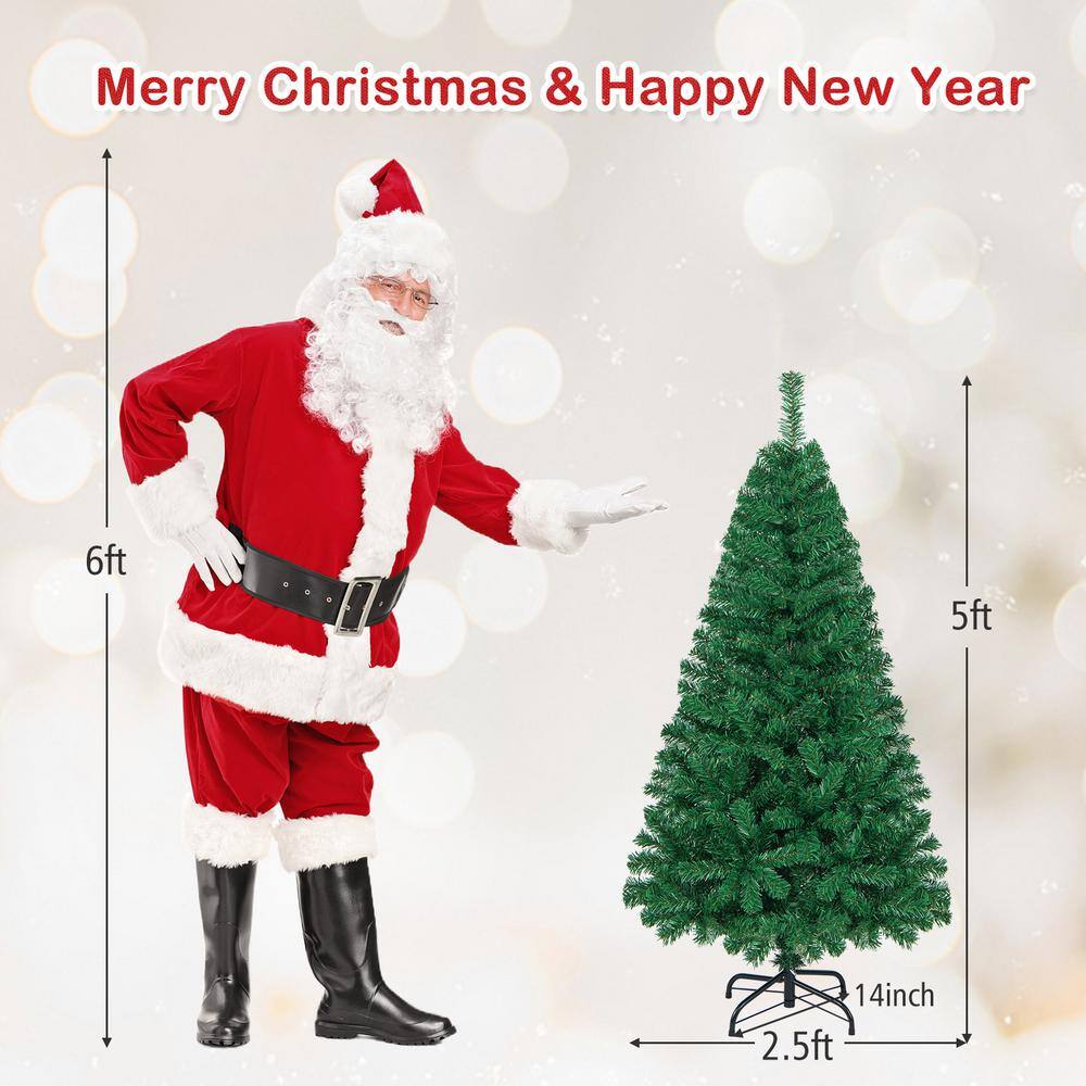 5 ft. Green Unlit Artificial PVC Christmas Tree with Solid Metal Stand - Hercitys